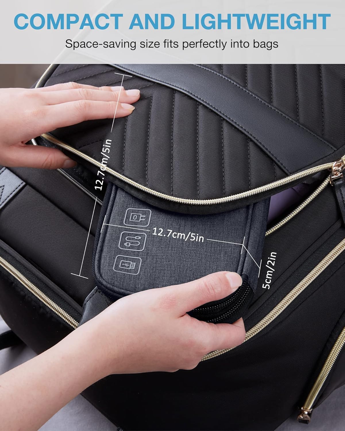 BAGSMART Travel Cable Organizer Case – Double‑Layer, Water‑Resistant, Compact Tech Storage