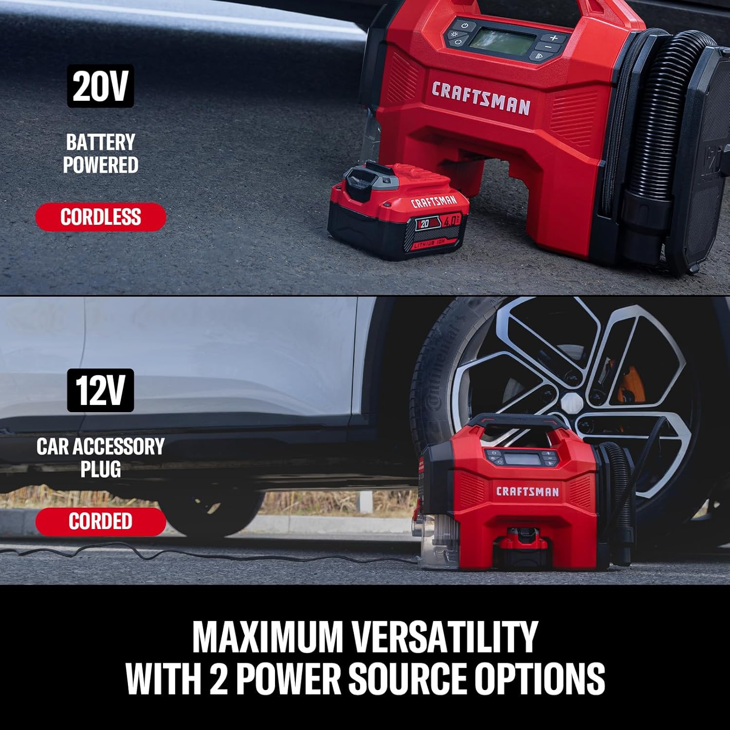 CRAFTSMAN 3‑in‑1 Tire Inflator Kit (160 PSI, Vacuum & Blower)