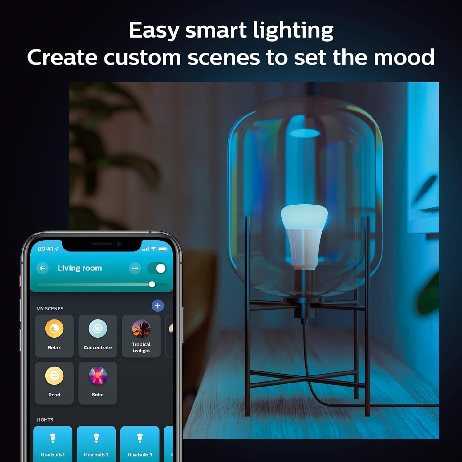 Philips Hue White & Color Ambiance 3-Pack (Matter‑Enabled, Latest Generation)