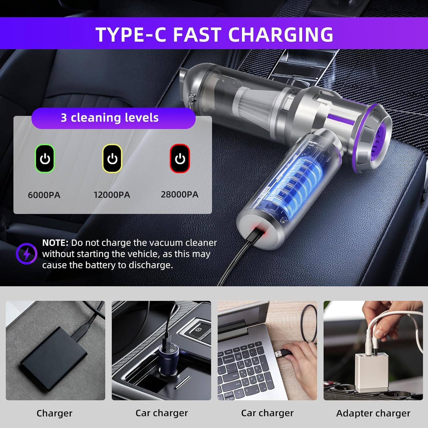 Portable Car Vacuum – High‑Suction, Compact, Rechargeable