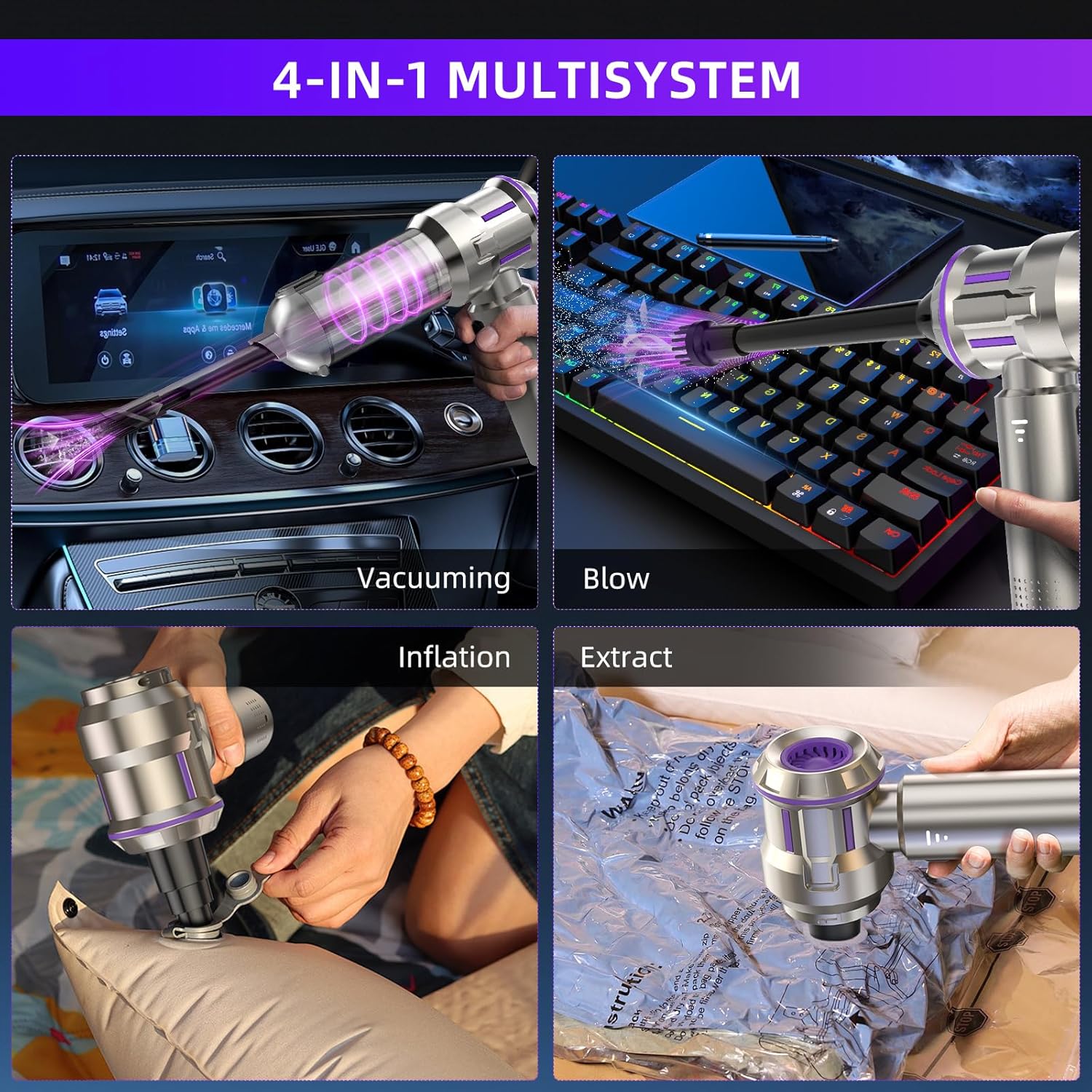 Portable Car Vacuum – High‑Suction, Compact, Rechargeable