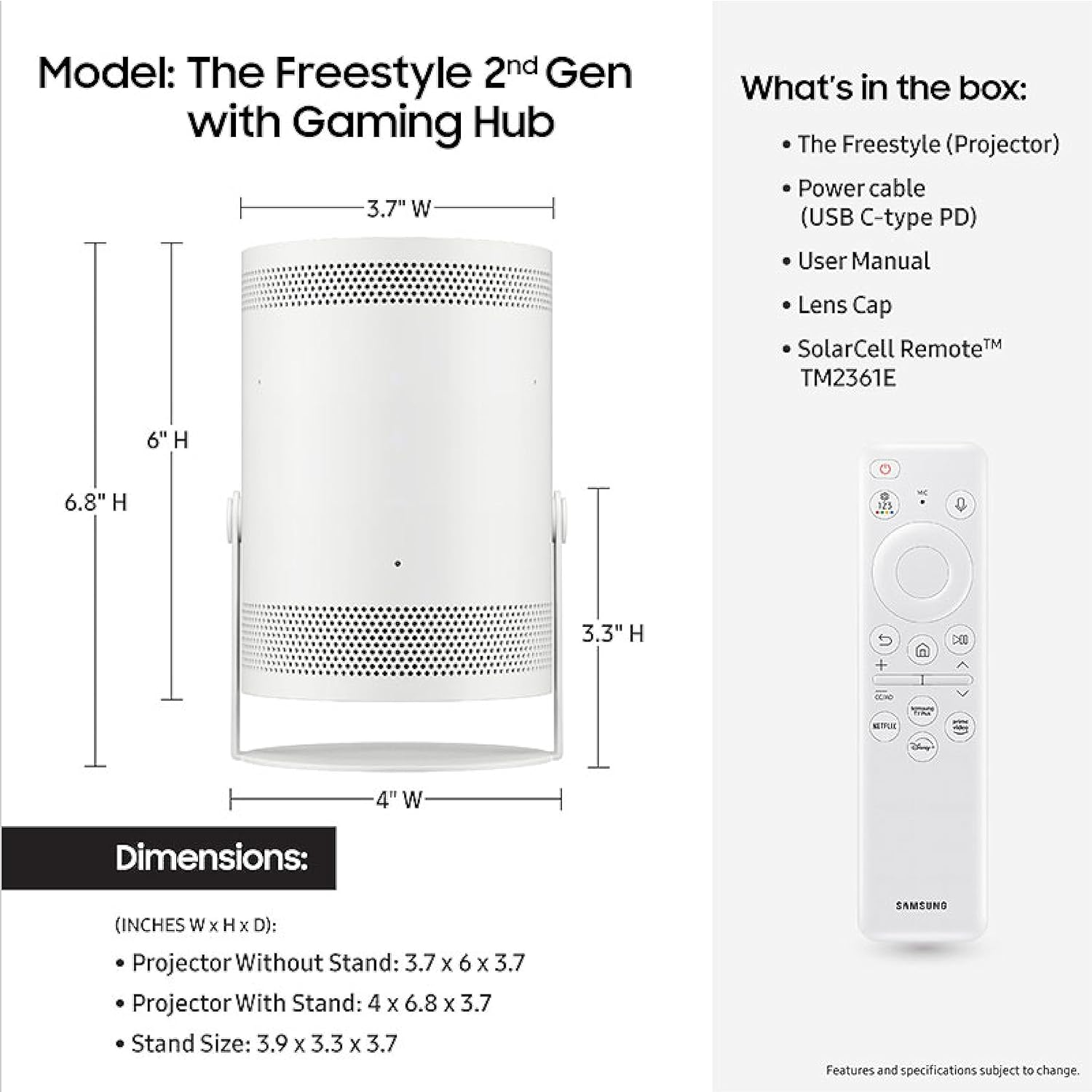 Samsung Freestyle 2 Portable Smart Projector