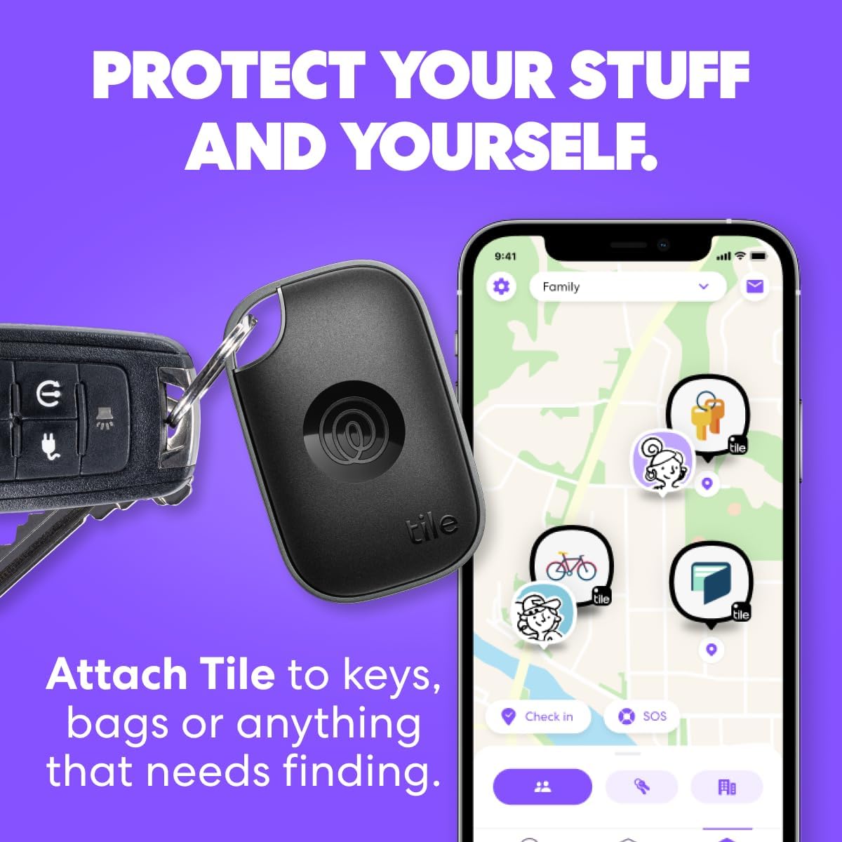 Tile by Life360 Pro – Bluetooth Tracker 4‑Pack (Black/White)